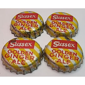 x4 Sussex Golden Ginger Ale Soda Bottle Cap Saint John NB Authorty of Seven-Up